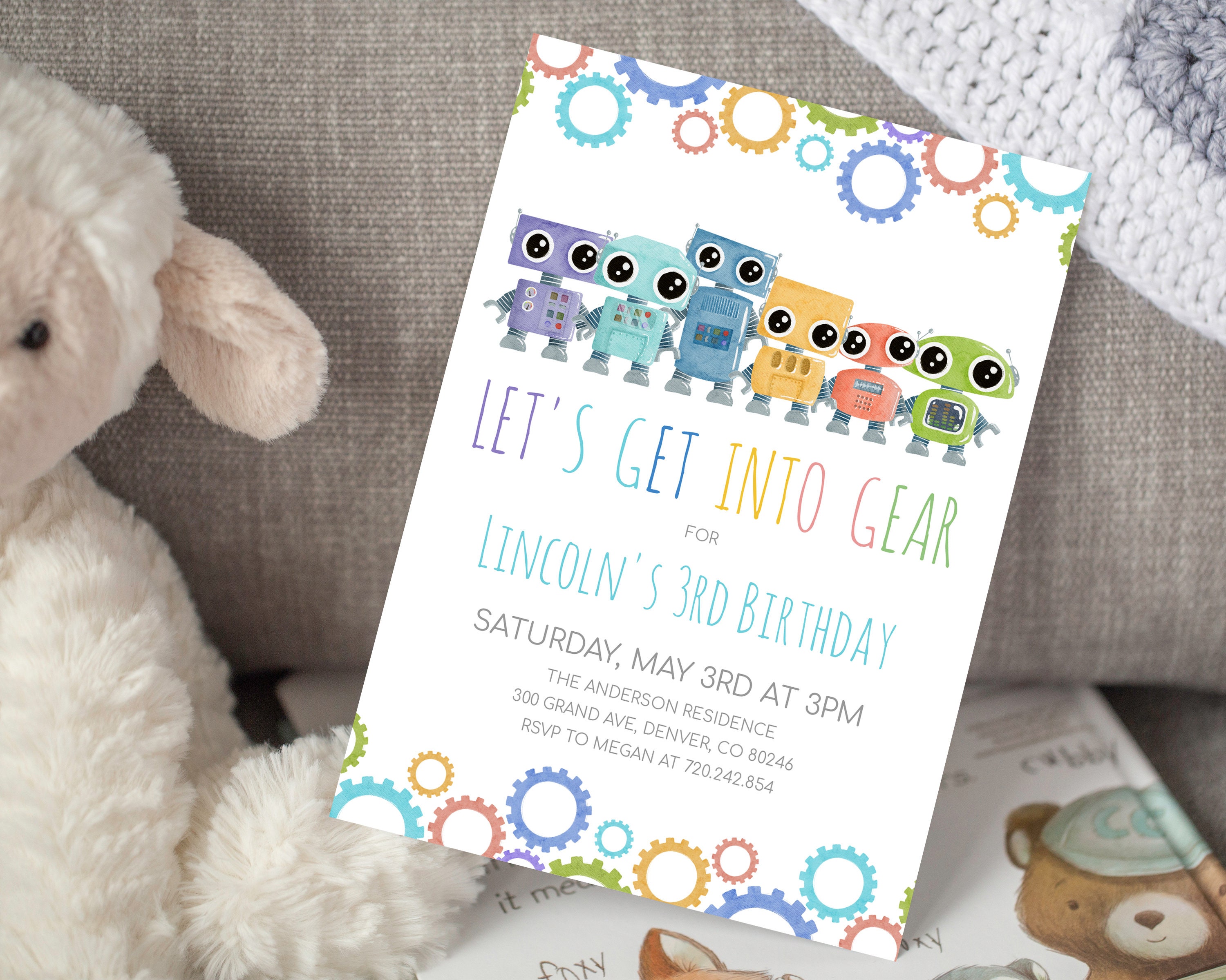 Editable Robot Birthday Party Invitation Template Robot Party | Etsy