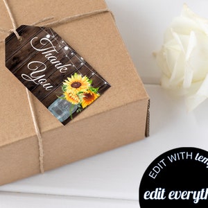 Zonnebloem-cadeaulabels Zonnebloem-cadeaulabels voor babyshowers Zonnebloem-bruidsdouche-labels Bruiloft douche bedanklabels Baby shower gunst-tags