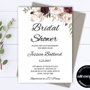 Bloemen bruids douche uitnodiging sjabloon - bloemen bruids douche uitnodigen - afdrukbare hoofdstel douche uitnodigen - bloemen - bloemen uitnodiging
