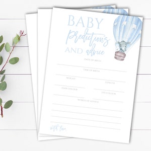Olifantvoorspellingen voor babyshowerspellen Babyvoorspellingen en adviesspel Babyvoorspellingskaart Direct downloaden Voorspellingskaarten