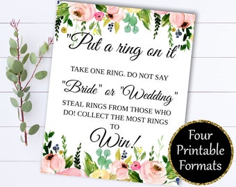Put A Ring On It Bridal Shower Games -  Dont Say Bride Ring Game - Dont Say Wedding Ring Game - Ring On It Game - Don't say Bride Game