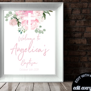 Baptism Welcome Sign Baptism Celebration Christening Welcome Sign Custom Baptism Sign Printable Baptism Sign Baptism Party Welcome Sign
