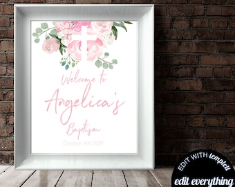 Baptism Welcome Sign Baptism Celebration Christening Welcome Sign Custom Baptism Sign Printable Baptism Sign Baptism Party Welcome Sign