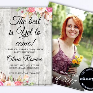 Floral Senior Graduation Party Invitation Template - Senior Graduation Template - Senior Graduation Invite - Senior Graduation Announcement