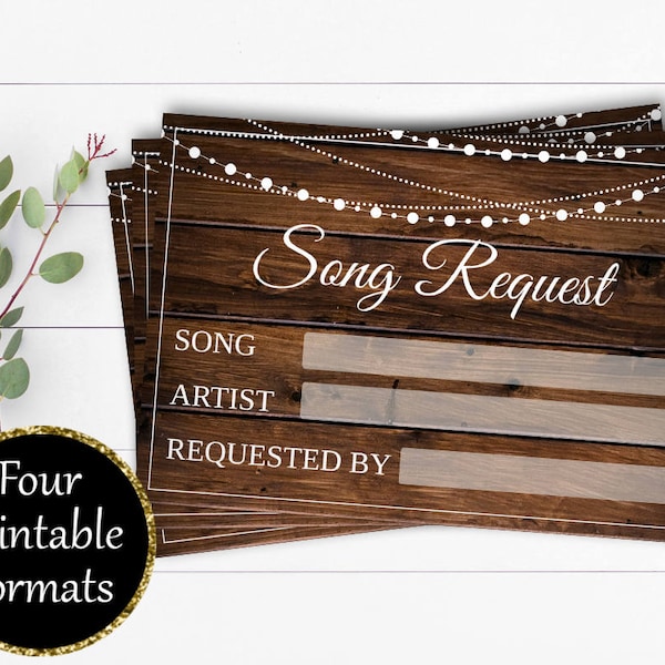 Wedding Song Request Cards - Printable Song Request Cards - Instant Download - Song Request RSVP Cards - Wedding Music Song Request Card