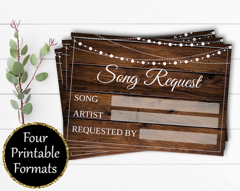 Wedding Song Request Cards Printable Song Request Cards Etsy
