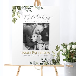 Editable Greenery Celebration of Life Welcome Sign Editable Celebration of Life Sign Celebration of Life Funeral Sign Printable Funeral Sign