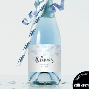 Blau Baby Shower Mini Champagner Etiketten Baby Shower Favor Mini Champagner Etiketten Brautparty Champagner Etiketten Champagner Flaschenetiketten