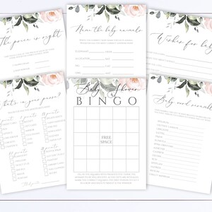 Blush Floral Baby Shower Games Printable Baby Shower Games Package Baby Shower Activity Printable Baby Shower Bingo Baby Shower Printable