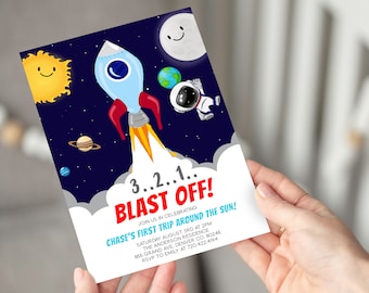 Editable Outer Space Birthday Invitation Template Astronaut Birthday Invitation Space Ship Birthday Invite Blast Off Birthday Invitation