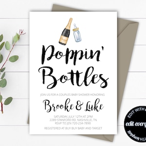 poppin bottles baby shower invite