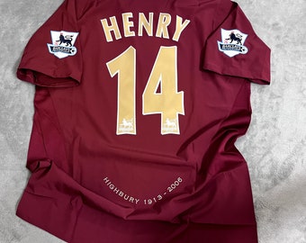 Maillot rétro Arsenal Home Scoocer, maillot Henry #14, maillot édition collector, maillot rouge Gunners maillot Thierry Henry Arsenal