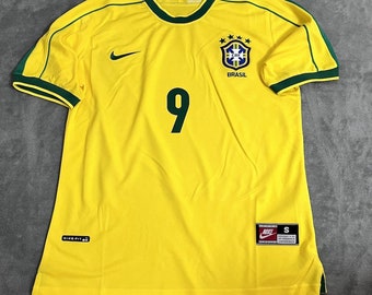 Retro-Brasilien-Weltmeisterschaft 1998 Brasilien-Weltmeisterschaft-Fußballtrikot, Brasilien-Fußball-Vintage-Trikot, Rivaldo, Ronaldo, Ronaldinho-Trikot-Untersetzer