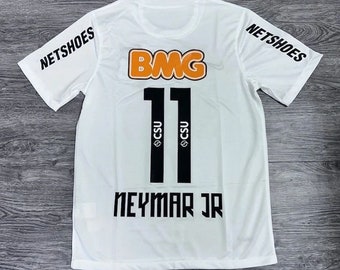 Neymar JR 11 Santos FC Home Retro Jersey 2011-2012, camiseta de fútbol inspirada en Neymar JR, camiseta de fútbol Neymar, fútbol vintage Neymar