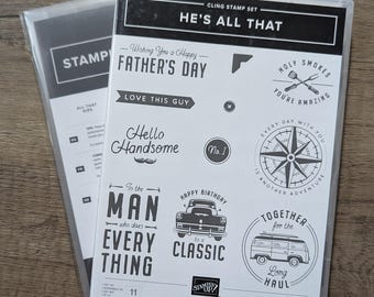 NEW Unopened Retired He's All That Stampin' Up Stamp & Die Bundle