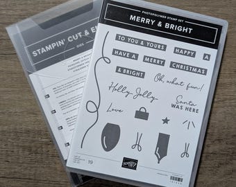 Retired Gently Used Merry And Bright Stampin' Up Stamp & Die Bundle