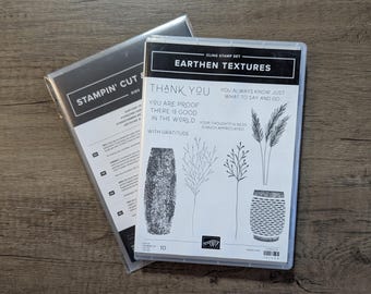 NEW Unopened Retired Earthen Textures Stampin' Up Stamp & Die Bundle