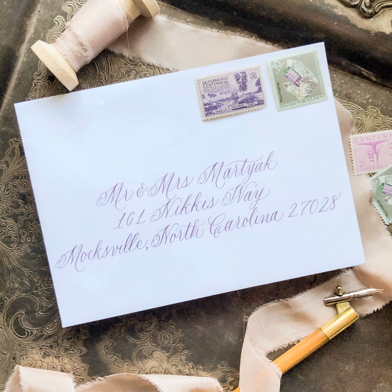 Calligraphy Envelope Addressing LUCILLE STYLE // Modern Calligraphy for Weddings, Save the Dates, Bar Mitzvahs, Invitations, Announcements image 1