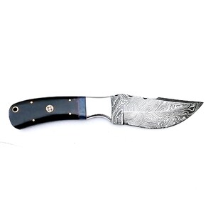 Hand Forged Damascus Steel Tracker Knife with Leather Sheath
