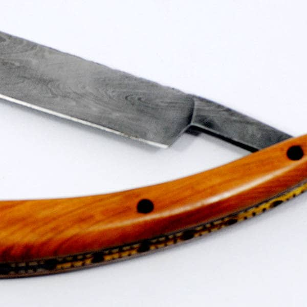 Custom handmade 1095 & 15n20 Damascus steel straight barber razor shave ready with free sheath