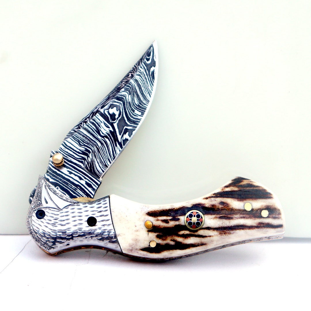 Amascus Pocket Knife Folding Knife Every Day Carry Knife Etsy