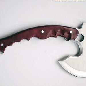 Hand Forged High Carbon Steel Axe: Rose Wood Handle, Viking Tomahawk, Leather Sheath