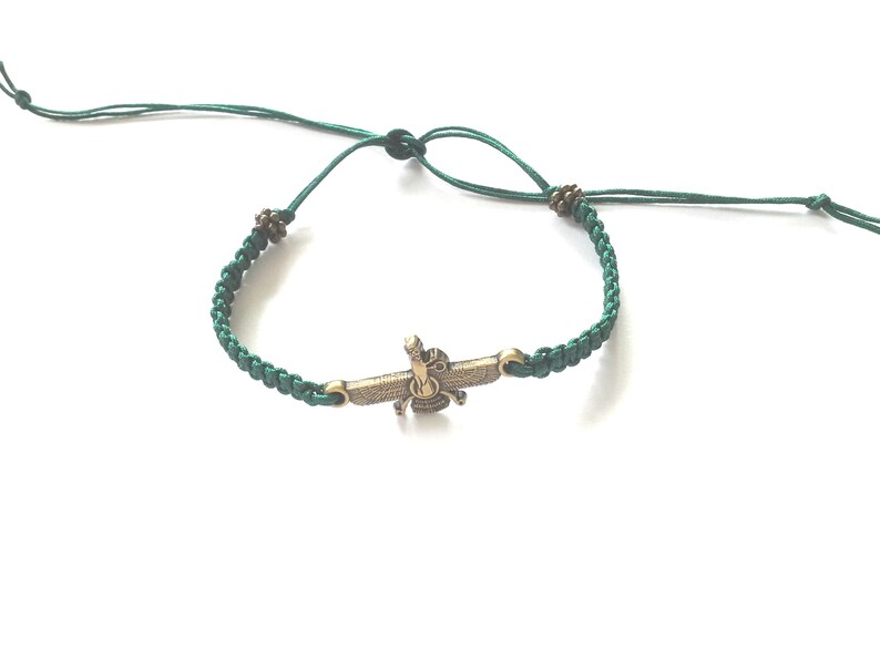 Unisex Farvahar Bracelet, Persian Jewelry, Ahuramazda Jewelry, Zoroastrian Symbol, Macrame Bracelet, Made in Canada image 7