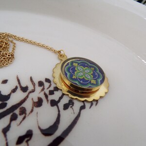 Persian Style Brass Flower Necklace with Resin Stainless Steel Chain Made in Canada image 4