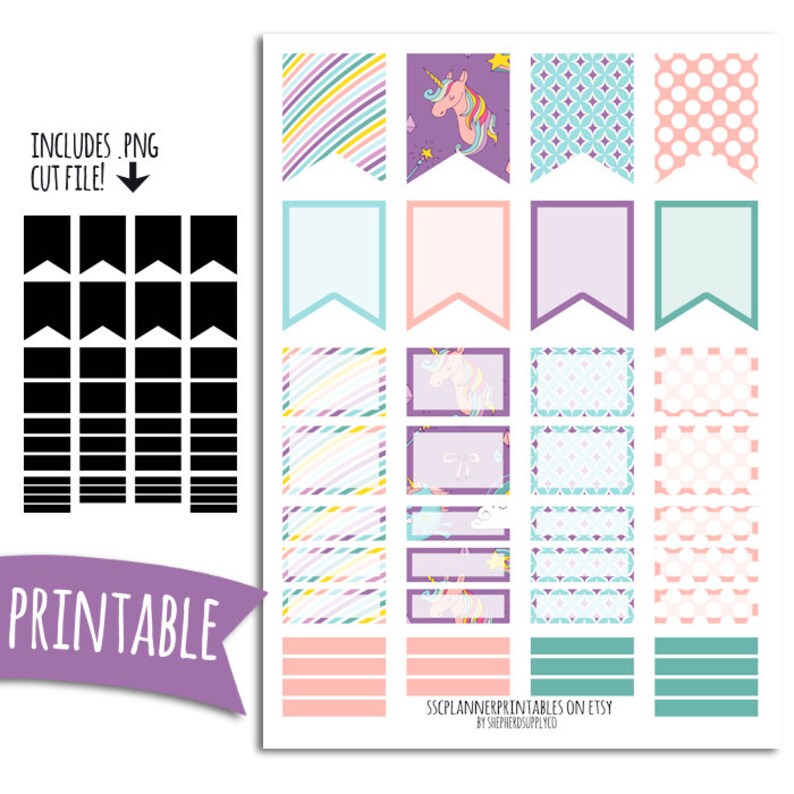 unicorn magic printable planner stickers for erin condren