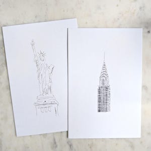 NYC Original Zeichnung Postkarten (6 Stück)