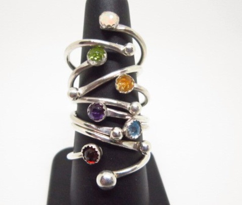STERLING SILVER & GEMSTONE Bypass Ring image 5