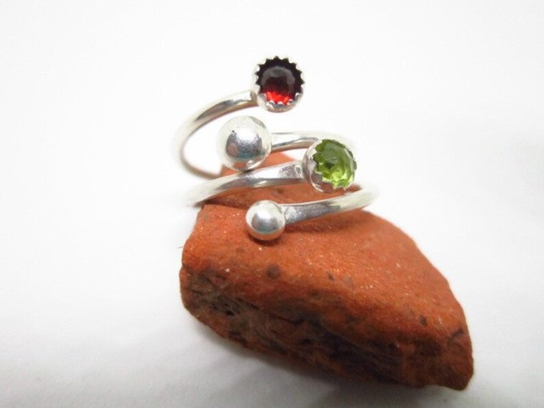 STERLING SILVER & GEMSTONE Bypass Ring image 2