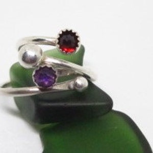 STERLING SILVER & GEMSTONE Bypass Ring image 1