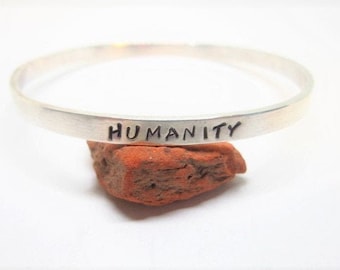HUMANITY-DIVERSITY-COEXIST-Heavy Sterling Silver Bangle