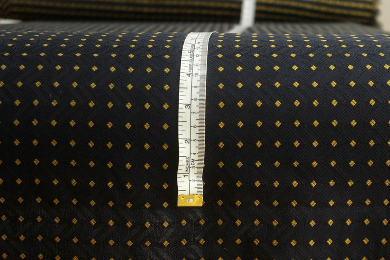 100/% Silk Fabric 24 length 27wide Black and Yellow fabric Woven Silk #068