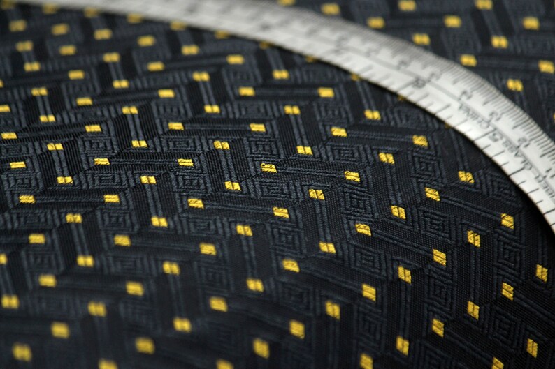 100/% Silk Fabric 24 length 27wide Black and Yellow fabric Woven Silk #068