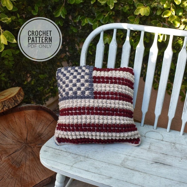 STARS & STRIPES Pillow Cover Crochet Pattern | Crochet for the home| Home Decor | Decorative Pillow | Holiday Decor | 4th of July | July 4th