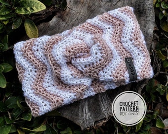 Retro Classic Chevron HEADWRAP / Patrón de ganchillo / Envoltura de ganchillo / Diadema de ganchillo / Envoltura para la cabeza / Diadema / Ganchillo / Calentador de orejas