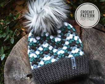 Retro Chevron GRANNY STRIPE Beanie - A Crochet Pattern | Crochet Beanie Pattern | Unisex Beanie | Beanie Pattern | Crochet Pattern