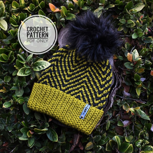 Retro RIPPLE CHEVRON Beanie - A Crochet Pattern | Crochet Beanie Pattern | Beanie Pattern | Crochet Pattern