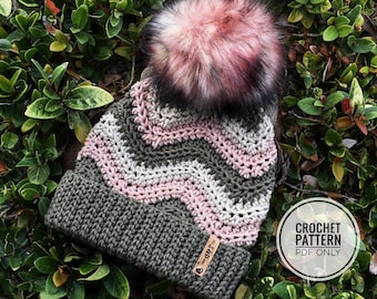 Retro CLASSIC CHEVRON Beanie - A Crochet Pattern | Crochet Beanie Pattern | Unisex Beanie | Beanie Pattern | Crochet Pattern