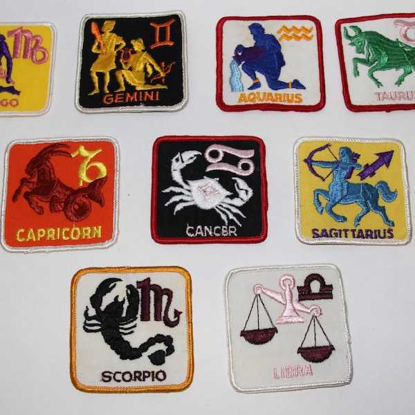 Vintage 70s Astrology Zodiac Sew On Patch Embroidered Patch