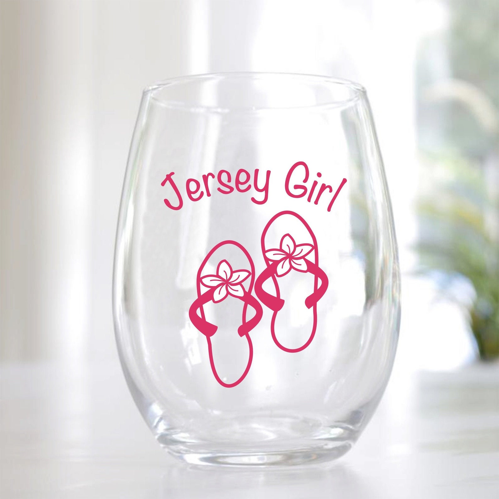 Jersey girl wine glass sassy quotes funny beach sayings Etsy