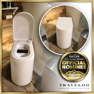 TRAVELOO TOILET | Modern Eurostyle 12V Urine Diverting / Separator Design + Carbon Filter