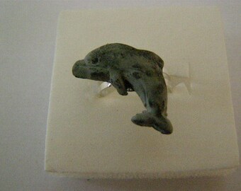 White unglazed children, animals, Dolphin