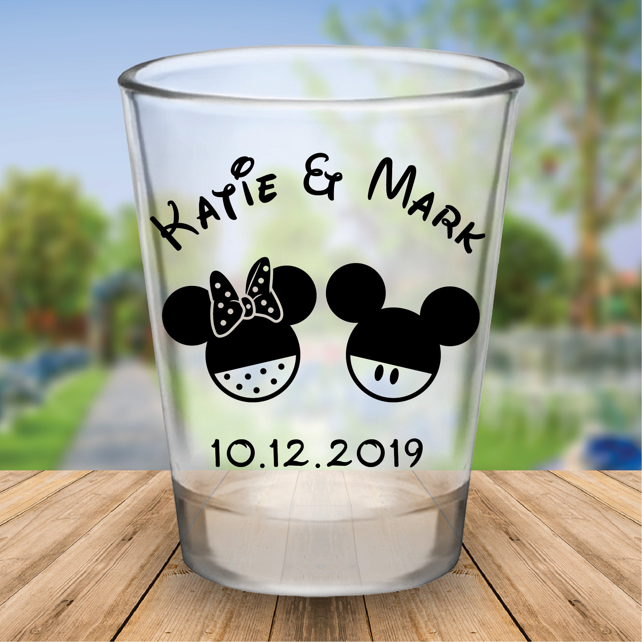 Custom Disney Themed Wedding Favor Shot Glasses Etsy