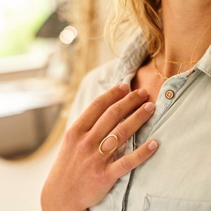 OSA minimalist OVAL RING/circle ring/seattle jewelry/modern ring/nordy made/simple ring/layering ring/silver ring/gold ring/dainty ring/ image 2