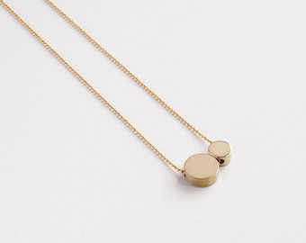 NOMA solid brass 2 DOTS together necklace/dot necklace/minimalist necklace/geometric necklace/gold necklace/modern necklace/nordymade/nordy