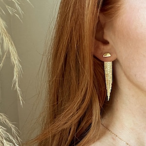 Mazzy Tassel FRINGE EAR JACKETS/fringe earrings/ gold tassel earrings/ dangle earrings/ boho earrings/art deco earrings / nordymade