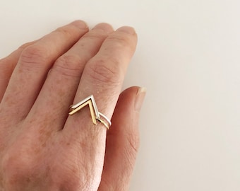 VIRA minimalist mountain V Ring/chevron ring/simple ring/nordymade/stacking ring/seattle jewelry/modern ring/bohoring